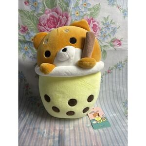 BRAND NEW Takashoji Bubble Tea Fox Plush Yellow 9"